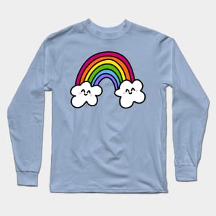 Cute Rainbow Doodle with Smiling Clouds, made by EndlessEmporium Long Sleeve T-Shirt